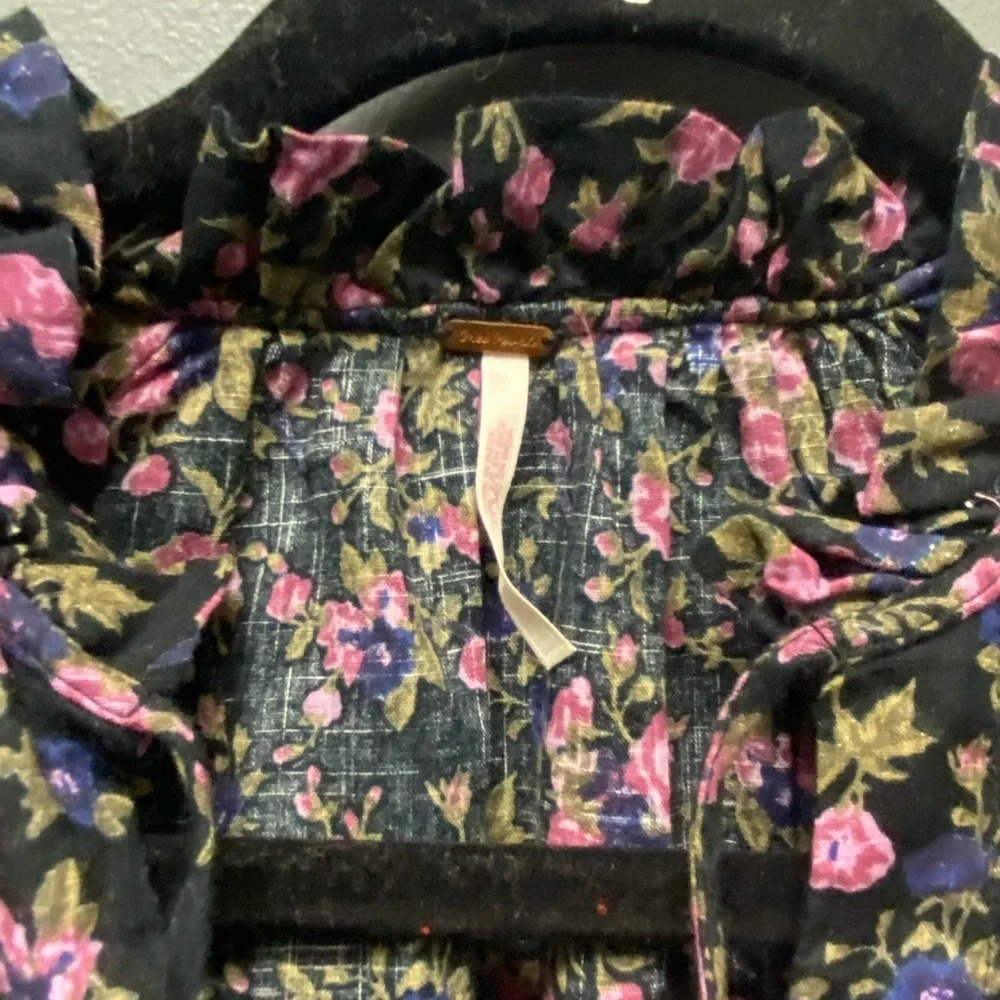 Free People Meant to Be Floral Puff Sleeve Blouse Size Small